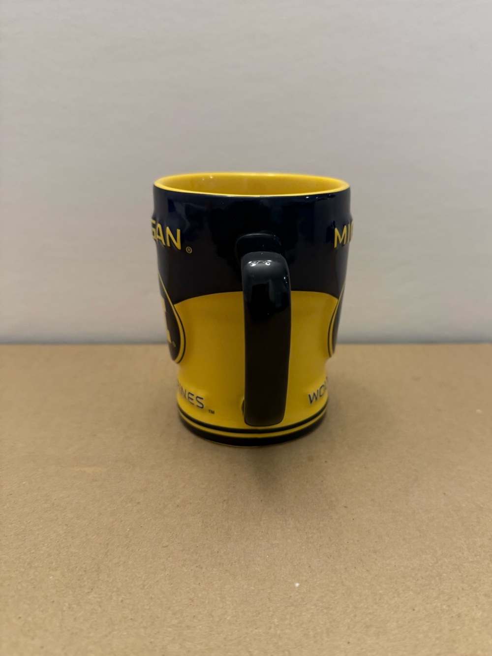 Michigan Wolverines Ceramic Coffee Mug Navy Yellow - Picture 2 of 8